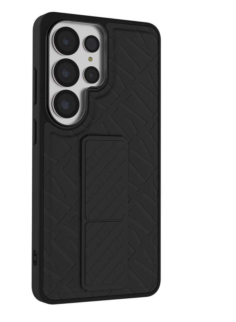 LEVELO S26 Ultra grip Stand Case with Magnetic Strap Stand, Slim Fit Design, Shock-Resistant Bumper, Raised Bezels For Camera & Screen, Luxury Printed Branding - Image 1